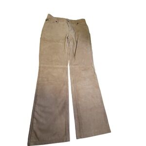 Skotts Suede Flare‎ Pants Tan Washable Leather Bell Bottoms Size 6 28 Inseam